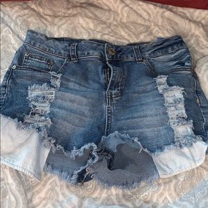 distressed jean shorts